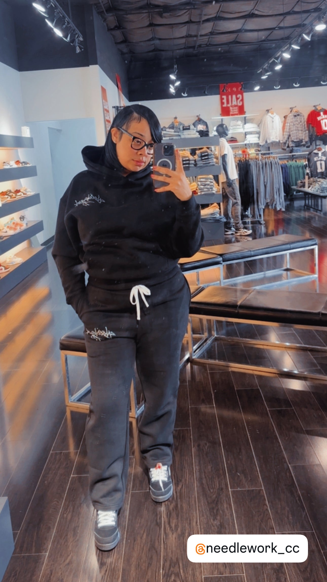 Rhinestone Hoodie Everyday Essentials Black