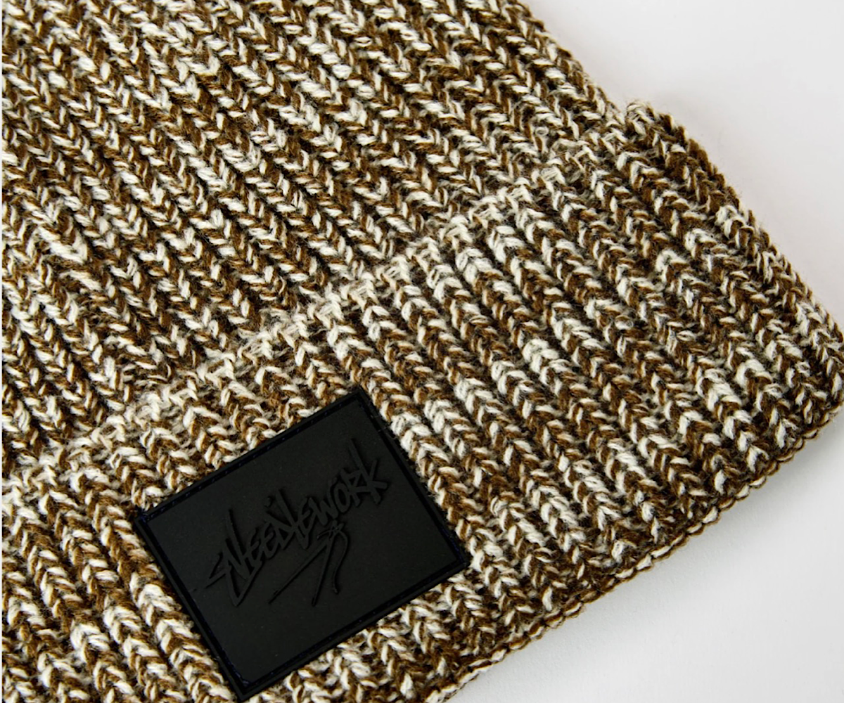 Knit Beanie Brown & White