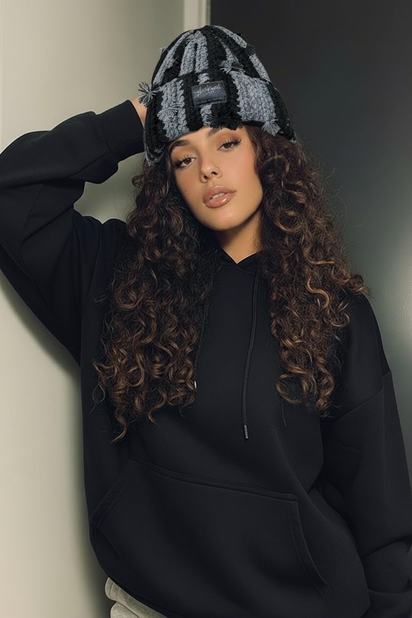 Knit Hat Gray & Black