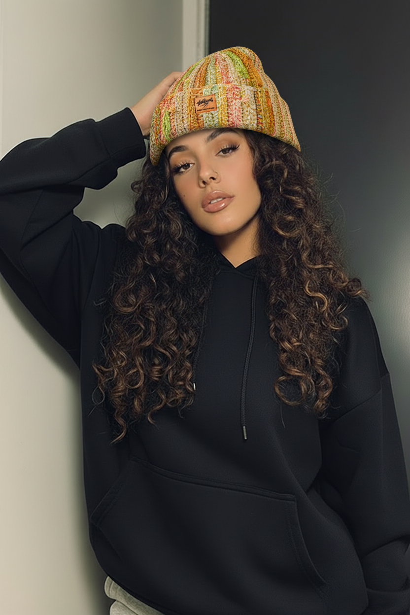 Knit Hat Orange Multi