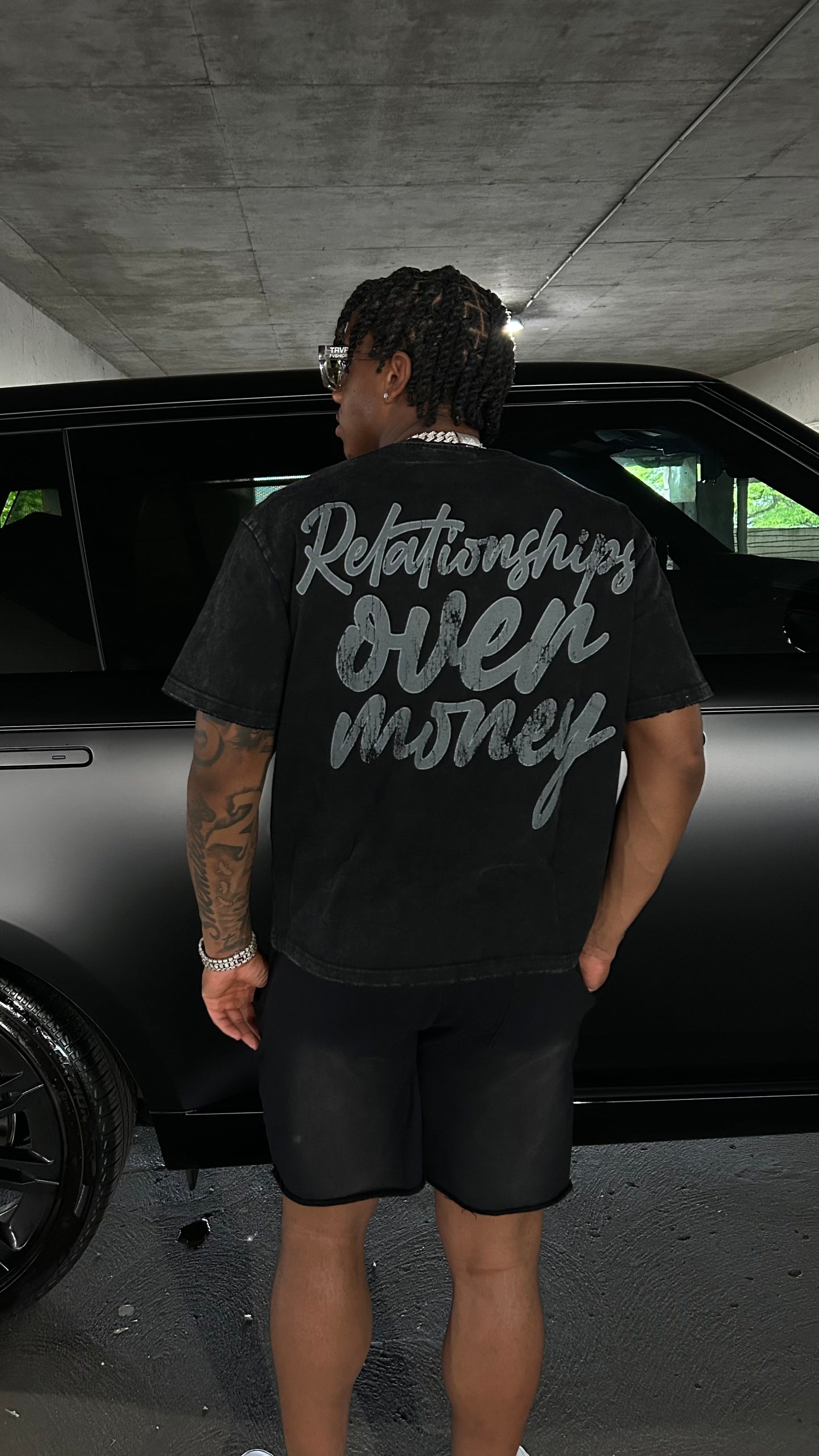 Relationships Over Money Black Shorts