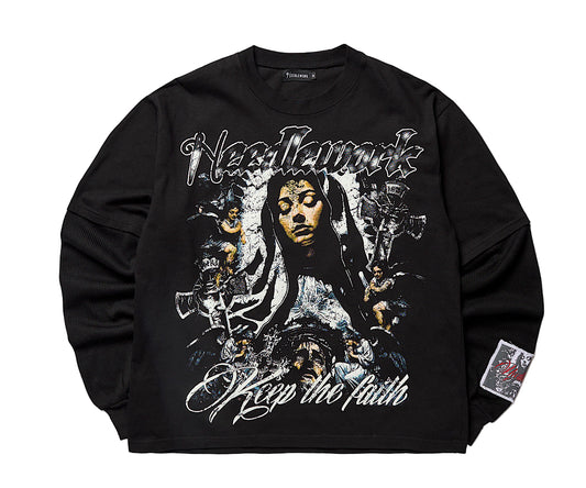 Keep the Faith Thermal Tee (Black Sleeves)