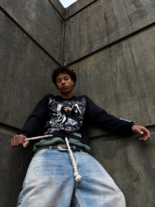 Keep the Faith Thermal Tee (Black Sleeves)