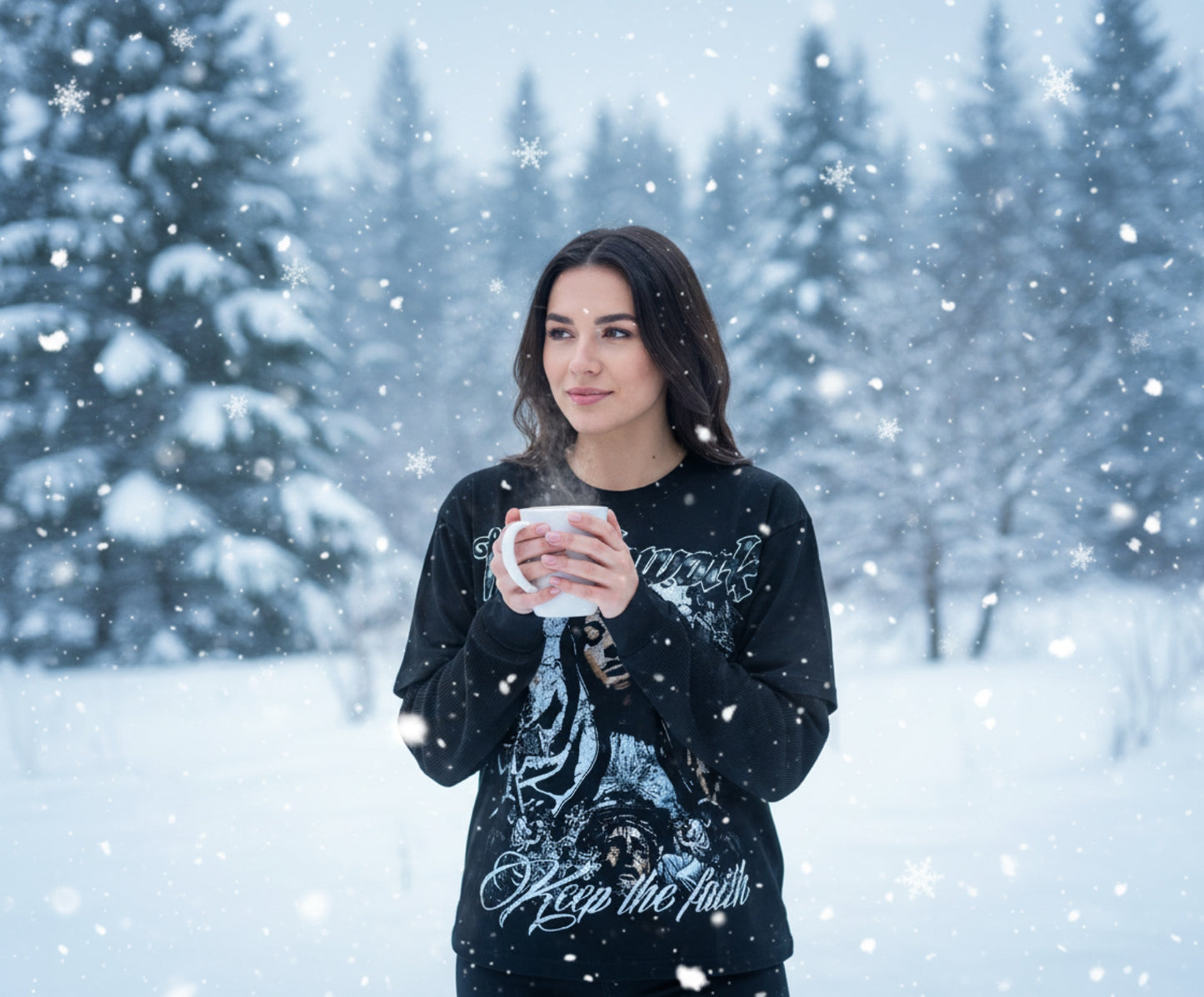 Keep the Faith Thermal Tee (Black Sleeves)