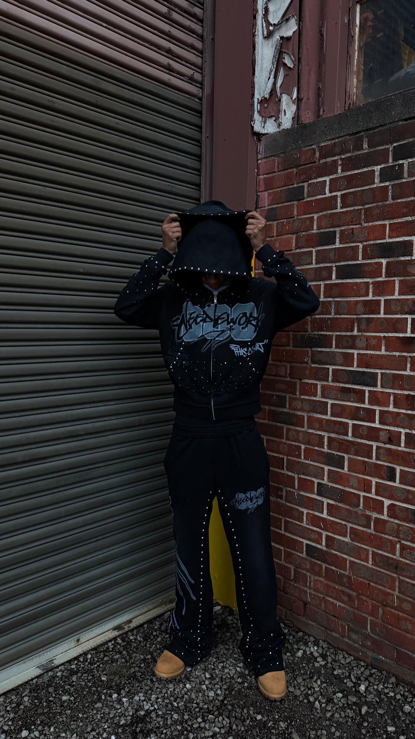 This is Art Double Hoodie Zip-Up Black
