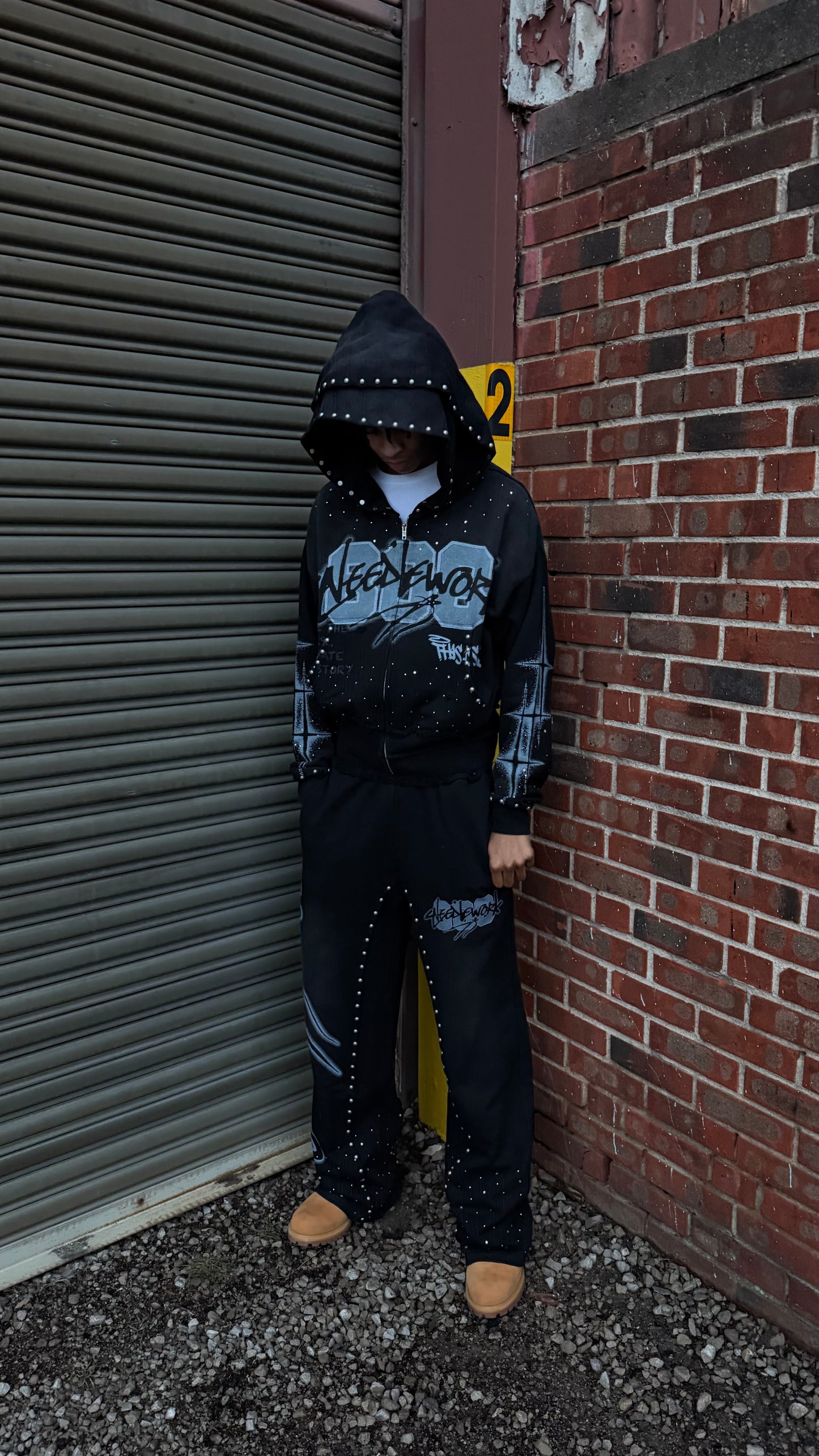 This is Art Double Hoodie Zip-Up Black