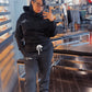 Rhinestone Hoodie Everyday Essentials Black