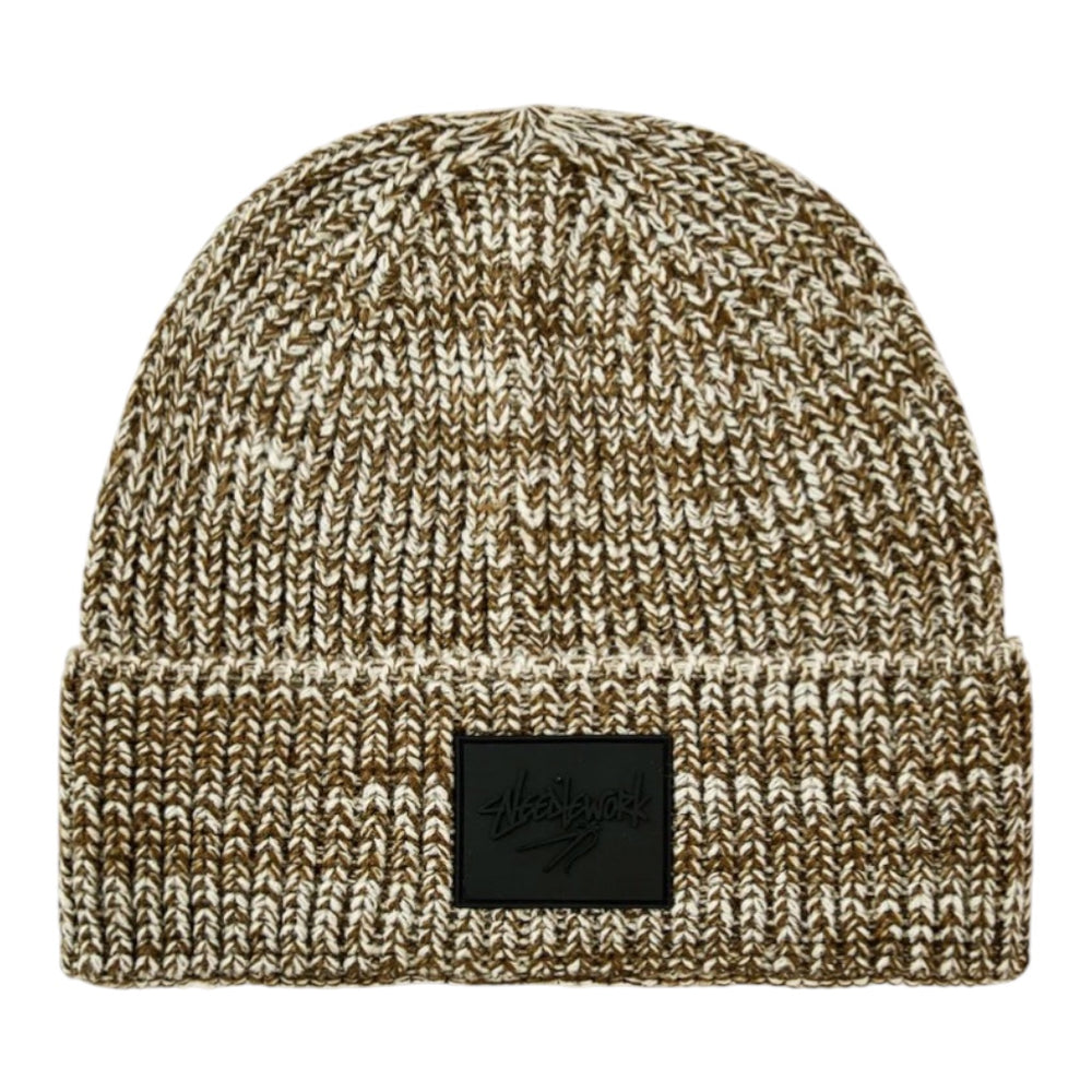 Knit Beanie Brown & White
