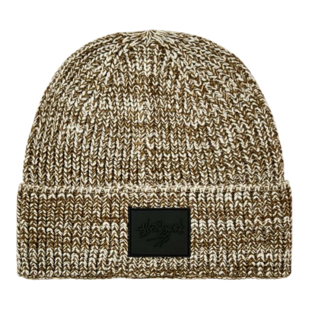 Knit Beanie Brown & White