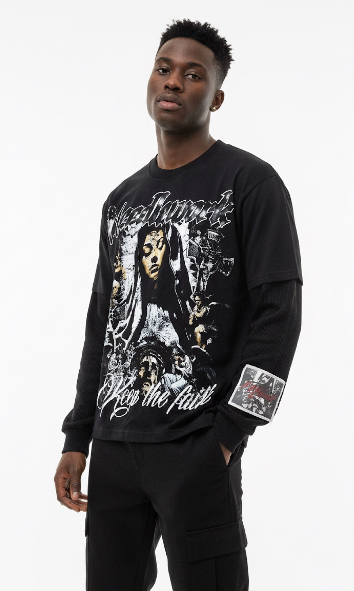 Keep the Faith Thermal Tee (Black Sleeves)
