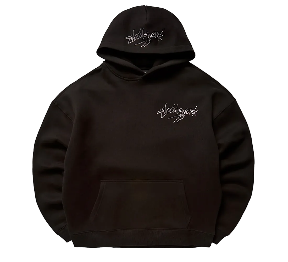Rhinestone Hoodie Everyday Essentials Black