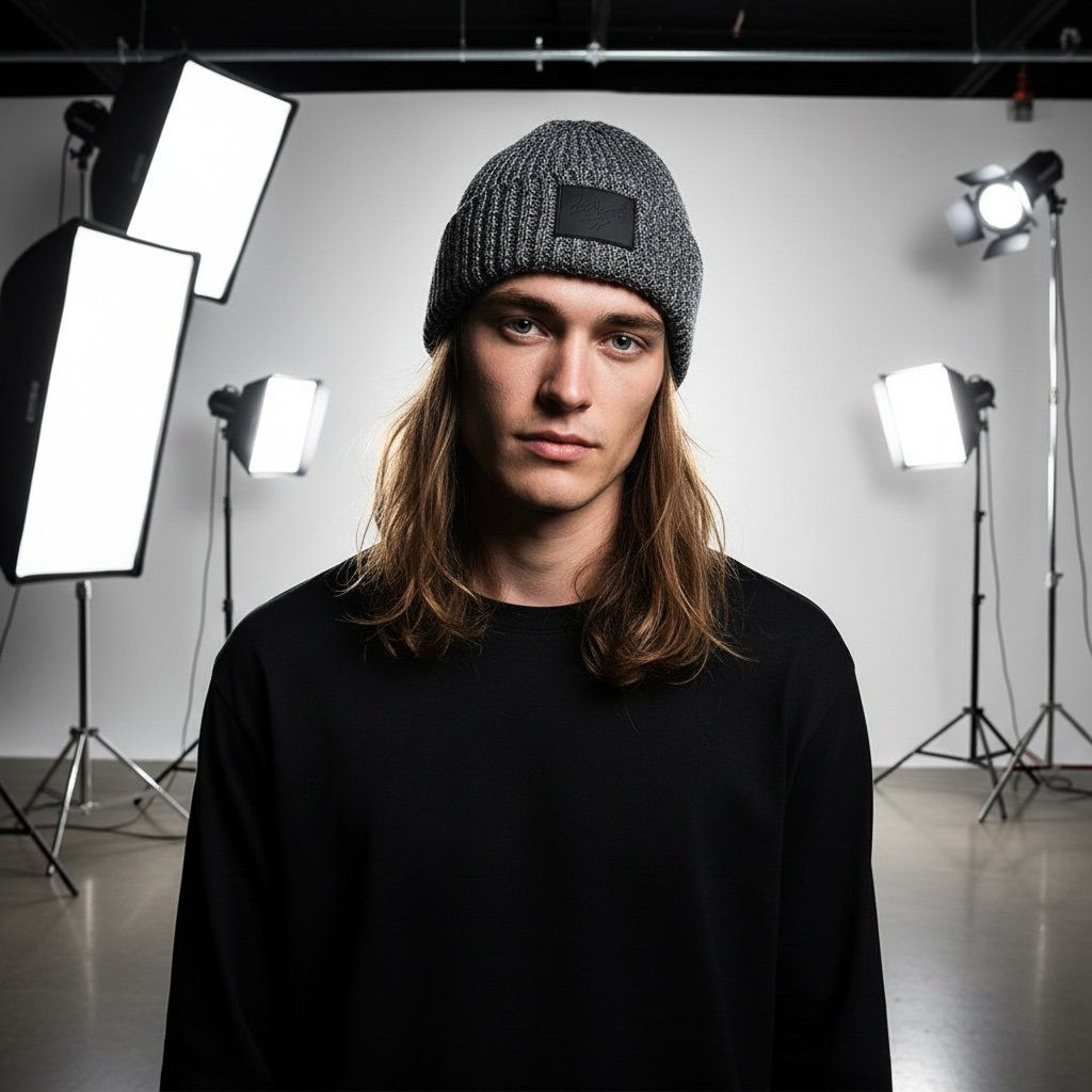 Knit Beanie Gray/Black Blend
